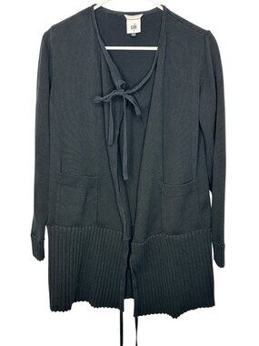 Cabi Offhand Cardigan 5827 Black Cotton Knit Long Duster Sweater Womens Small S